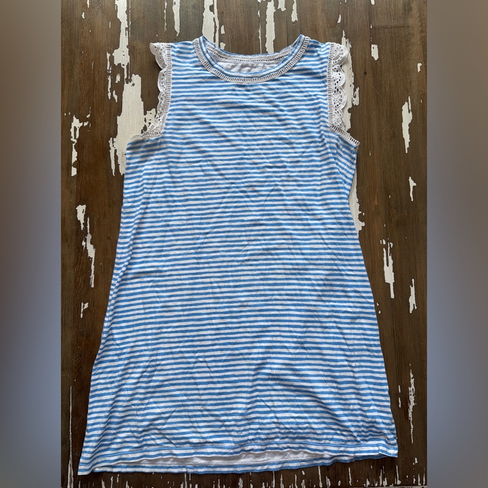 Lilly Pulitzer Zanzibar Blue White Lace Beach Happy Stripe Agee Dress